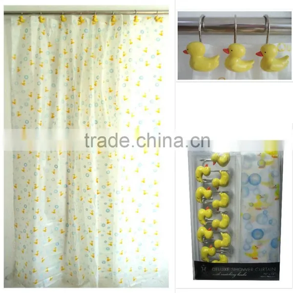 Rainbowl Animal Design Colorful Ducks 100%POLYESTER Shower Curtain Set photo-3
