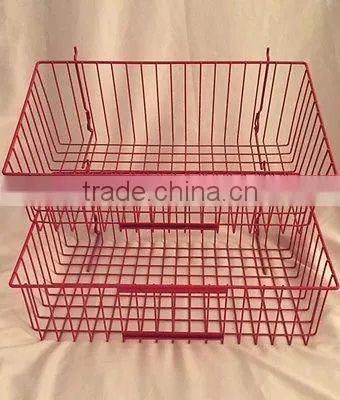 Red Wire Baskets For Grid Slatwall Pegboard photo-3
