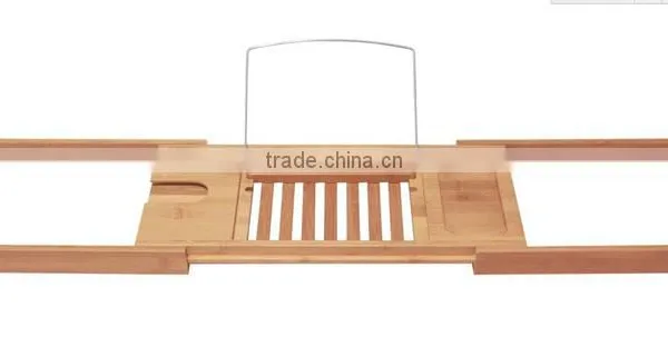 BH018 Deluxe Bamboo Bath Caddy for Bathroom photo-3