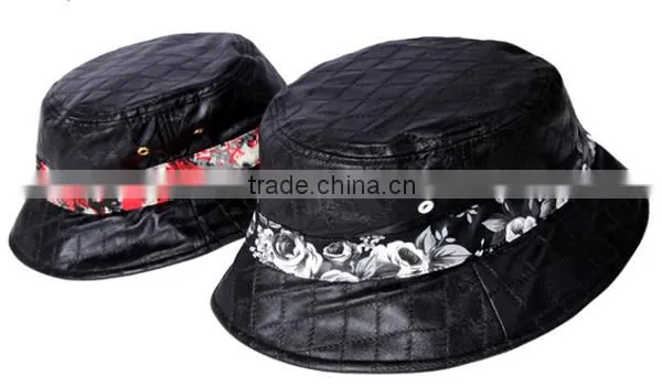 2014 Qulited Leather Embroidery Bucket Boonie Custom Hat Wholesale photo-5