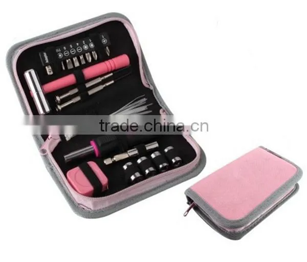 Promotion 23 Piece Home Pink Tool Kit With Ledlight ,Measuring Tape ,sockets Great Gifts For Ladies photo-3