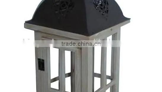 Classic Wooden Candleholder Iron Lanterns Indoor Stand photo-5