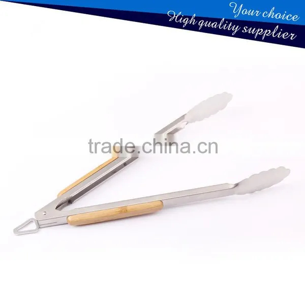 Hihg Quality Kitchen Utensils Tongs and BBQ Grill Stainless Steel Tongs With Wooden Handle photo-3