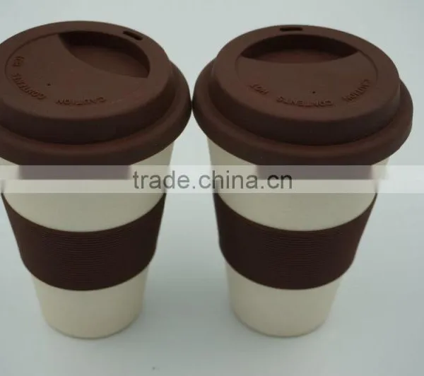 16oz Colorful Bamboo Fiber Coffee Cup With Silicone Lid And Holder photo-6