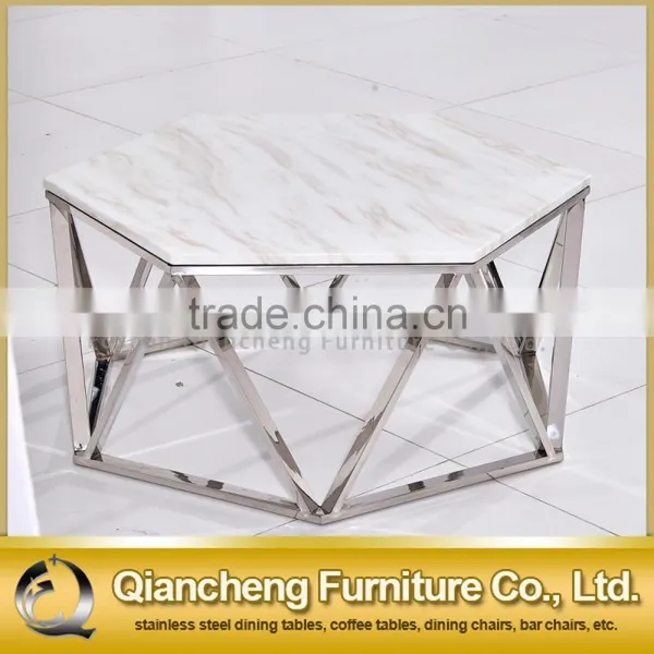 Brass Metal White Marble Coffee Table Made in China photo-2