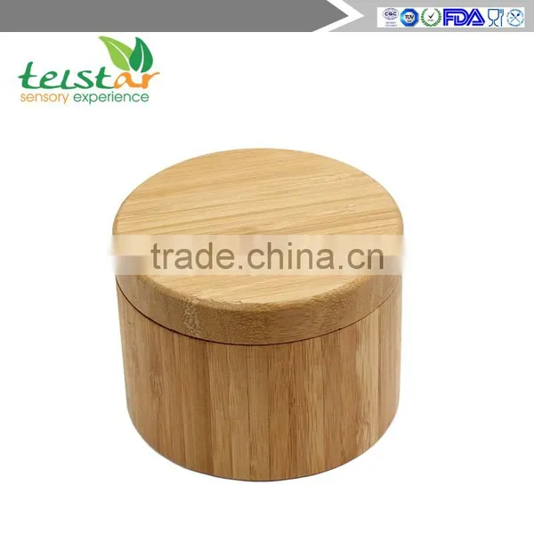 Round Bamboo Salt Box With Magnetic Closure is Eco-Friendly, 100% Organic Bamboo, Professional-Grade, Salt and Pepper Shaker photo-4