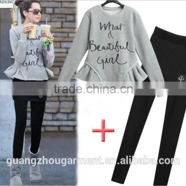 2014 Spring New Women Fleece Tracksuit Jacket And Pants Jumper Sweatshirt photo-2