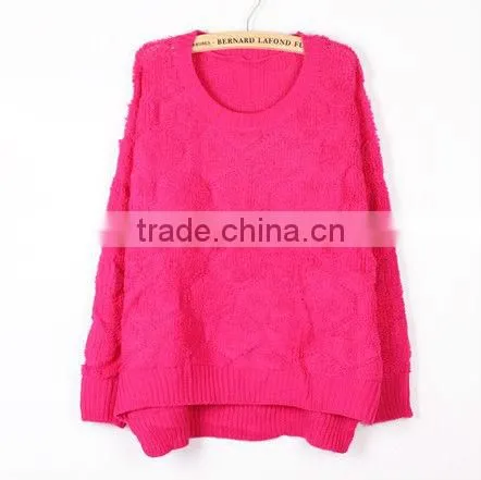 OEM Ladies Fashion O-neck Woman Pullover Knit Sweater for Autumn