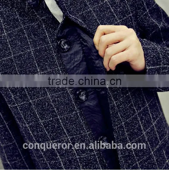 Grid Fashion Wool Winter Men Overcoat BCL013 photo-5