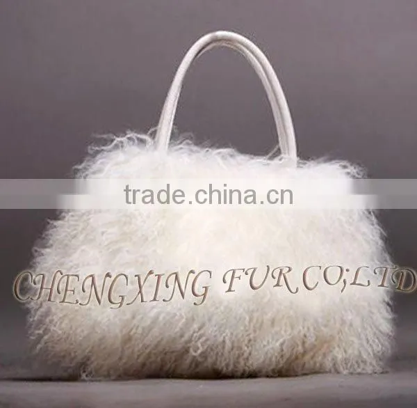 CX-H-24F Newest Fashion Real Tibetan Lamb Fur Lady Handbag Female Bag photo-3