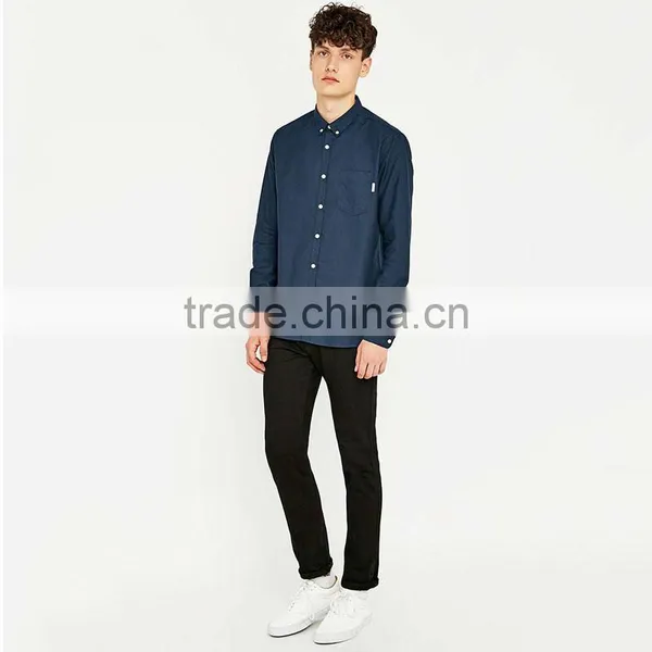 Wholesale Plain Long Sleeve Linen Cotton Shirt Blue Formal Custom Shirts for Men photo-5