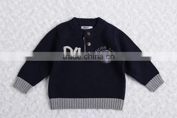 Round Neck With Buttons Boys Pullover Sweater Factory Price photo-2