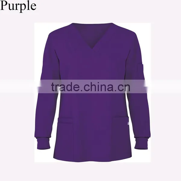 2016 New Arrival Medical Scrub Uniforms Long Sleeve Unisex Scrub Top photo-2