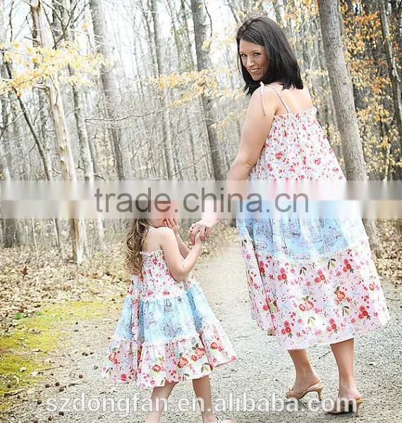 2017 Printed Matching Mother Daughter Clothes Plus Size Maxi Dress photo-2