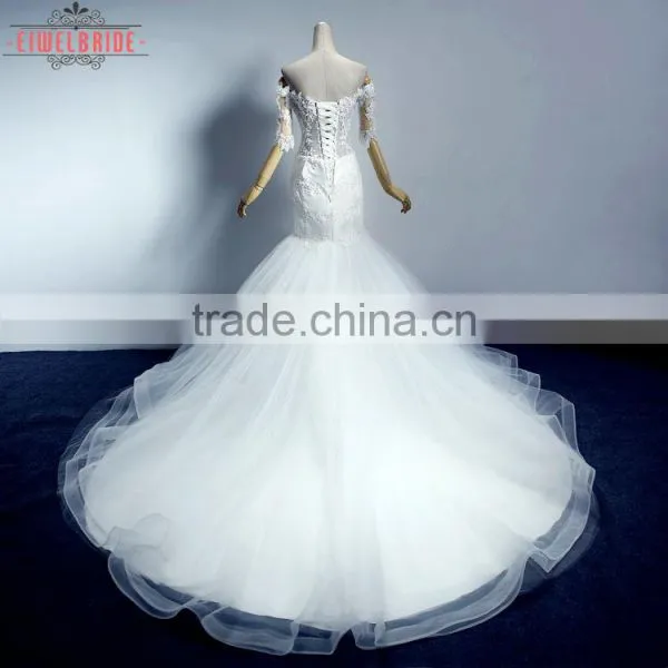 2017 China Manufacturer Bride Wedding Dress White Appliques photo-6