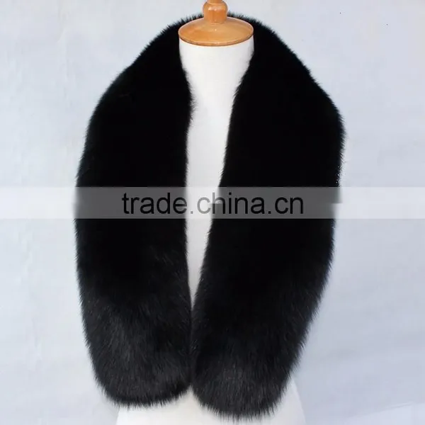 Myfur Custom Royal Blue Fox Fur Collar of Shawl and Small Square Collar photo-2