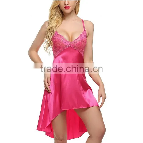 Yihao Factory Sexy Nighty Women in Nightgowns Silk Night Dress for Women photo-5