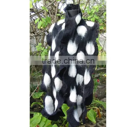 Felt Shawl,Nuno Felt Shawl,Felt Wrap Shawl,Merino Wool Shawl,Black Shawl,European Shawl, Wool Cape,Nuno Felt Capelet,Handmade photo-3