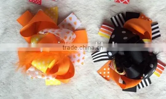 2014 New Girls Halloween Dress Pumpkin Dress Chevron Dress photo-6