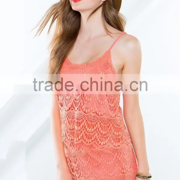 Women Shoulder Straps Underlining Crochet Lace Romper photo-4