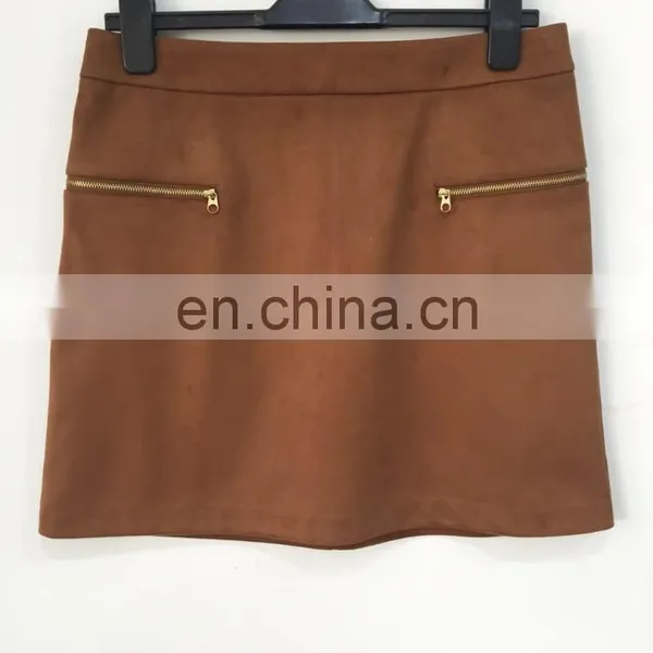 The New Spring and Summer 2017 Composite Faux Suede Zipper Skirts