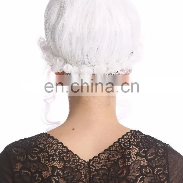 Romantic Baroque Renaissance White Synthetic Party Wigs P-W210 photo-4
