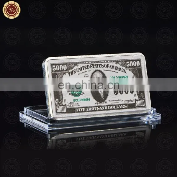 WR Luxury Home Decor American Fake Bars Creative US Currency Bill Note Silver Bar Collectible Metal Crafts Worth Collection photo-3