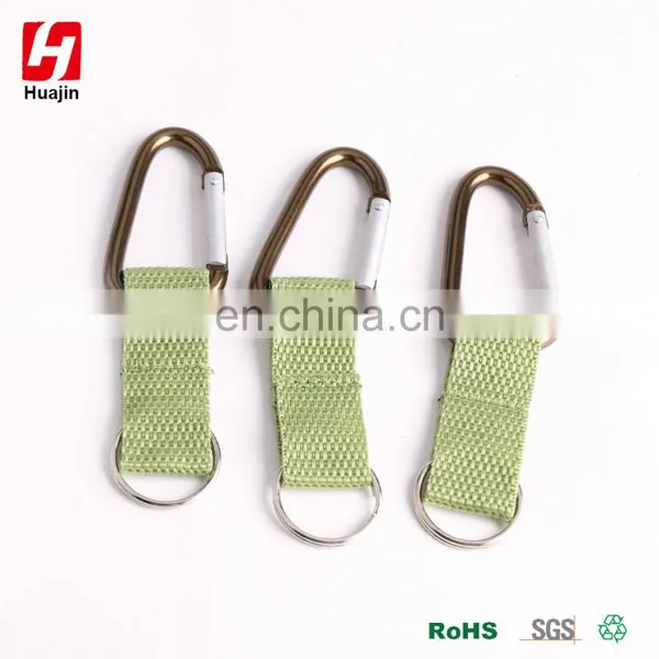 Aluminum Alloy D Shape Carabiner With Strap and Ring, Key Chain Clip Hook photo-2