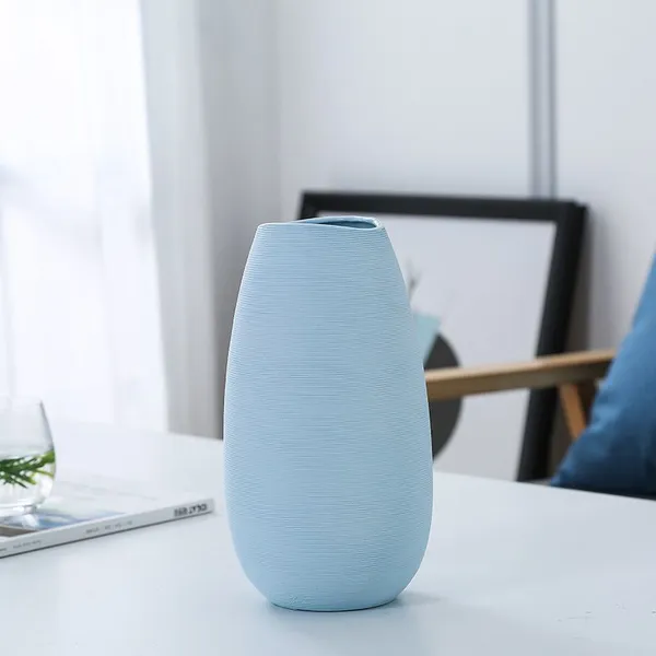 Nordic Modern Simple Minimalism Hand Made Green Blue Pink Ceramic Vase For Hallway Decor photo-4