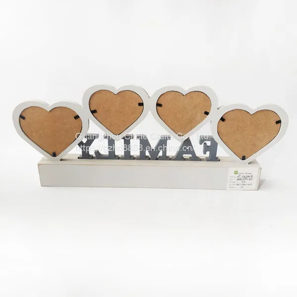 Custom 4cps White Heart Shaped Photo Frame Wooden Desktop Ornament photo-2