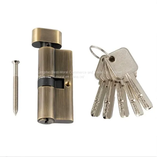 Antique Brass Color Oval Shaped Thumbturn Single Open Euro Profile Brass Lock Cylinder photo-5
