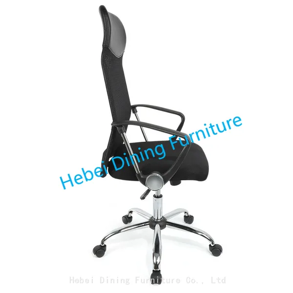 Dining Furniture Fabric and Mesh Upholstery Seat Black Ergonomic Desk Chair Chrome Legs Swivel Office Chair photo-2