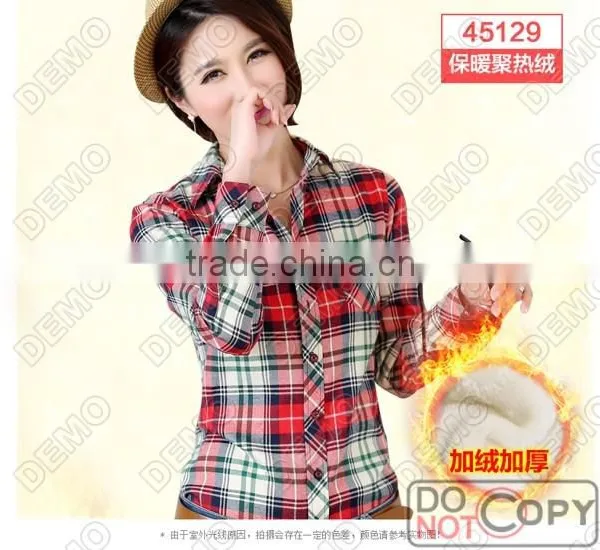 Fashion Casual Yarn-dyed Plaid Long-sleeve Ladies' Shirt photo-6