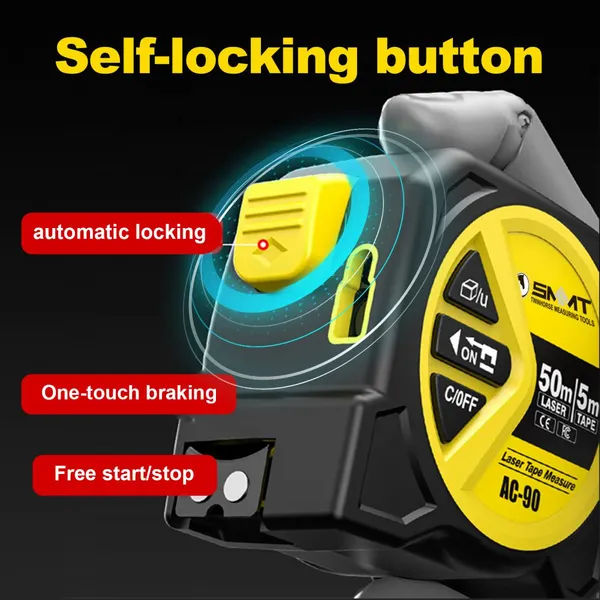 2 in 1 Digital Laser Tape Measure 165ft/50m Laser Distance Meter LCD Screen With 16ft/5m AutoLock Measuring Tape photo-5