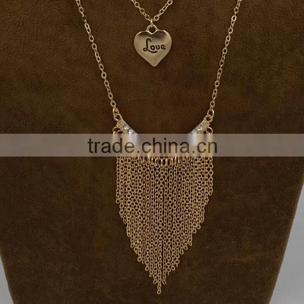 New 3 Strands Y Shape Gold Chain Choker Bib Statement Tassel Necklace Designs photo-2