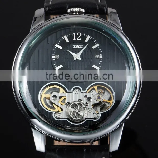 Men Watch Leather Fashion Brand Watches Feather Skeleton Dress Watches ZB005 photo-3