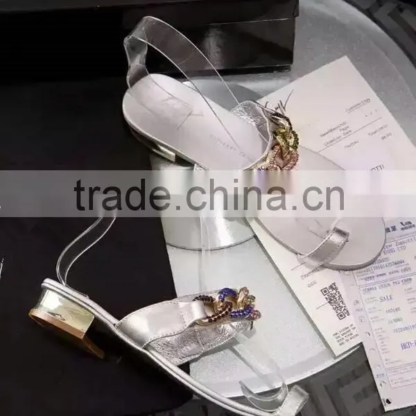 New Design Fashion Flat Summer Sandals 2016 Diamond Gold Chain Brand Flat Sandals photo-2