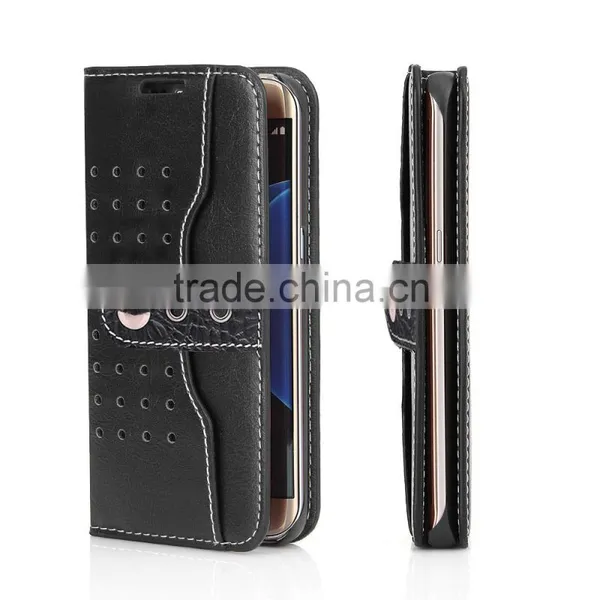 Faddist West Jean Series PU Leather Wallet Case With Card Slot for S7edge Flip Holder Leather Cover With Buckle For S7edge