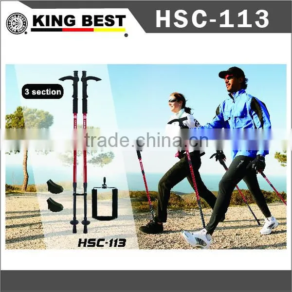 KING BEST New Carbon Trekking Pole With Phone Holder 3-SECTION Adjustable Nordic Walking Poles Mountaineering Stick photo-2