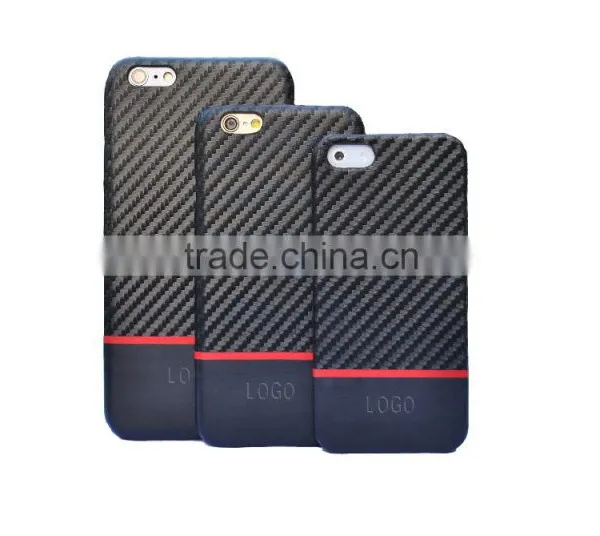 Carbon Fiber Leather Protective Case for IPhone 6S - Black