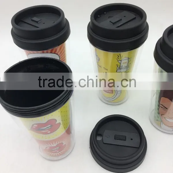 Best Sale Double Wall Paper Insert Replaceable Platic Bottle Coffee Cuo Starbucks Mug photo-3