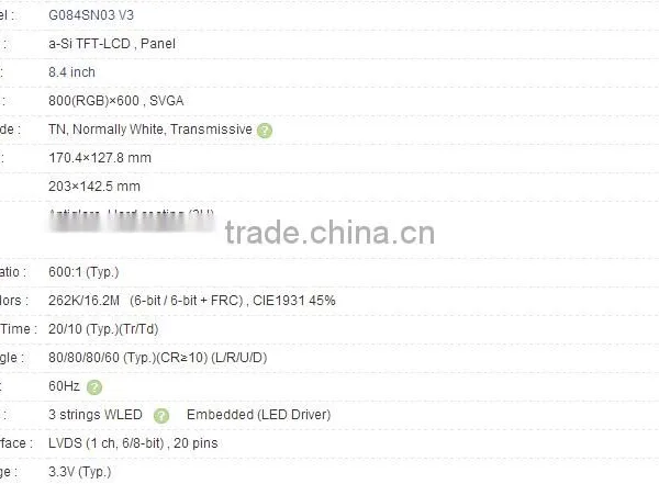 8.4 Inch G084SN03 V3 A-Si TFT-LCD Panel For AUO photo-3