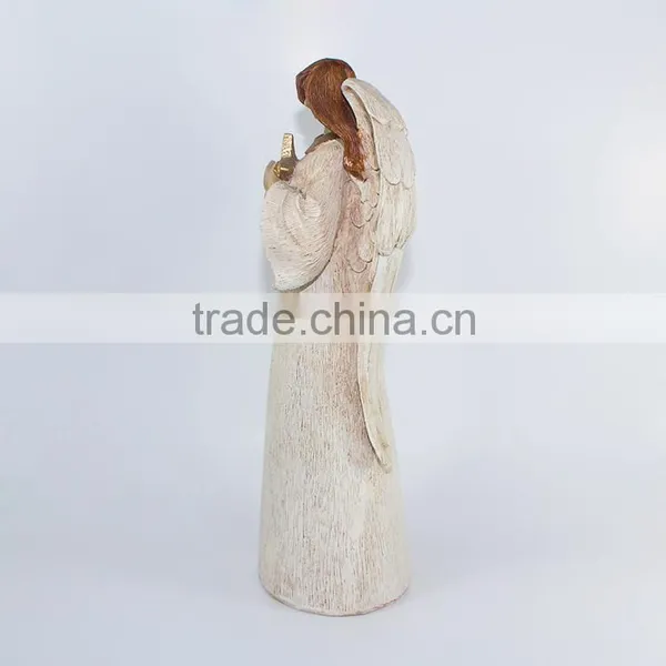 2016 Customized Wood-Imitation Resin Angel With Wings,New Design Wholesale Resin Figurine photo-2