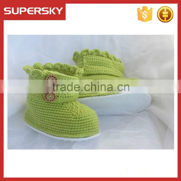 V-126 Hotsell Cute Knit Pattern Warm Crochet Toddler Baby Shoe Indoor Knitted Newborn Shoe Slippers photo-2