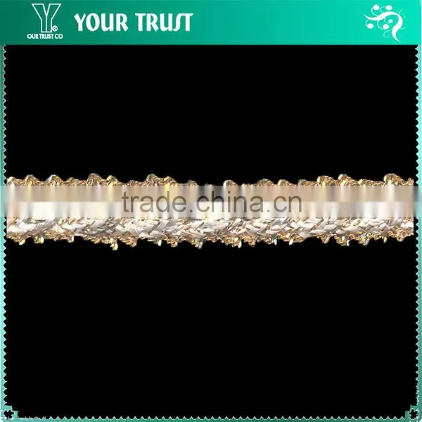 Clear Rhinestone Cup Gold Gold Chain Gold Metallic Thread White MeshTrimming photo-5