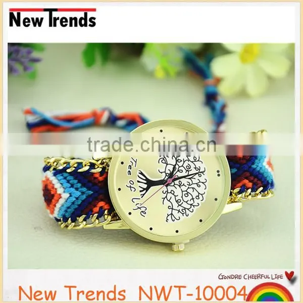New Arival Fashion Colorful String Weaved Tree Design Quartz Lady Watch photo-6