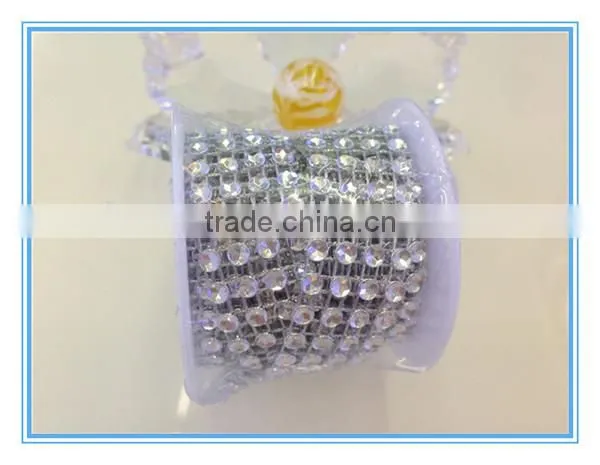 Silver 4 Row 2yards Acrylic Rhinestone Diamond Cake Ribbon Banding