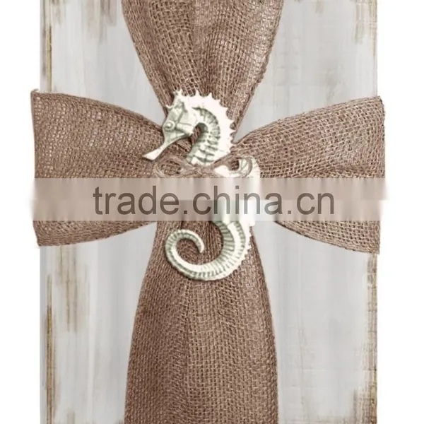 Burlap Cross Wood Sign photo-3