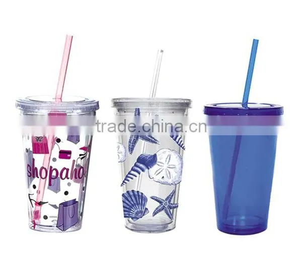 Double Wall Acrylic Tumbler With Straw
