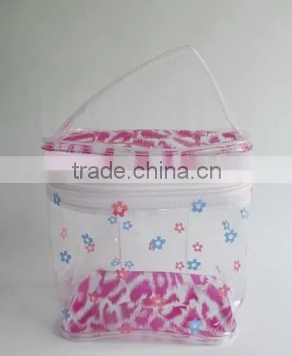 Handmade silk screen printing clear transparent cosmetic pvc waterproof bag